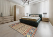 Abstract Chestnut Brown Oriental Rug in a Bedroom, abs2641