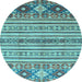 Round Oriental Light Blue Modern Rug, abs2641lblu