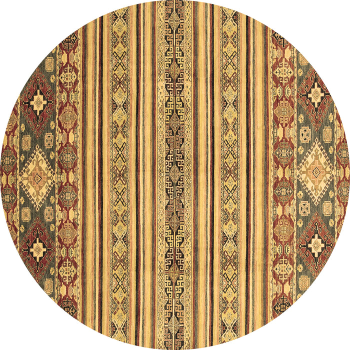 Round Machine Washable Oriental Brown Modern Rug, wshabs2641brn
