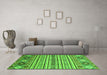 Machine Washable Oriental Green Modern Area Rugs in a Living Room,, wshabs2641grn