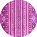 Round Oriental Pink Modern Rug, abs2641pnk