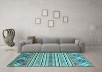 Machine Washable Oriental Light Blue Modern Rug, wshabs2641lblu