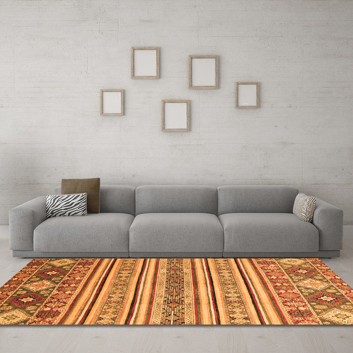 Machine Washable Oriental Orange Modern Area Rugs in a Living Room, wshabs2641org
