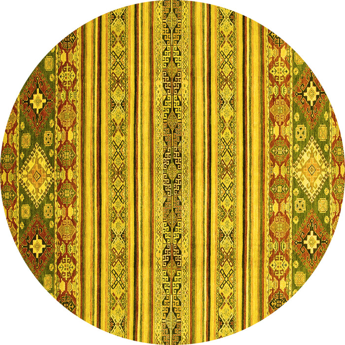 Round Oriental Yellow Modern Rug, abs2641yw