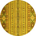 Round Oriental Yellow Modern Rug, abs2641yw