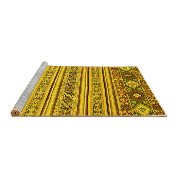 Sideview of Machine Washable Oriental Yellow Modern Rug, wshabs2641yw