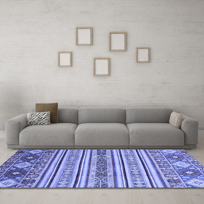 Machine Washable Oriental Blue Modern Rug in a Living Room, wshabs2641blu