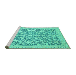 Sideview of Machine Washable Oriental Turquoise Modern Area Rugs, wshabs2642turq