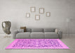 Machine Washable Oriental Pink Modern Rug in a Living Room, wshabs2642pnk