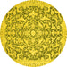 Round Machine Washable Oriental Yellow Modern Rug, wshabs2642yw