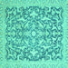 Square Oriental Turquoise Modern Rug, abs2642turq