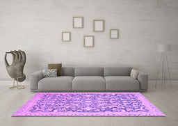 Machine Washable Oriental Purple Modern Area Rugs in a Living Room, wshabs2642pur