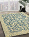 Abstract Brown Gold Oriental Rug in Family Room, abs2642