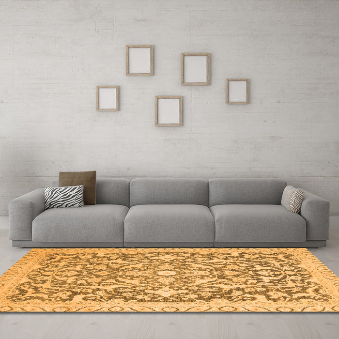 Machine Washable Oriental Orange Modern Area Rugs in a Living Room, wshabs2642org