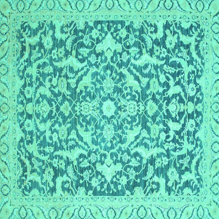 Square Machine Washable Oriental Turquoise Modern Area Rugs, wshabs2642turq