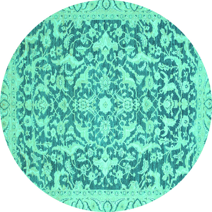 Round Oriental Turquoise Modern Rug, abs2642turq
