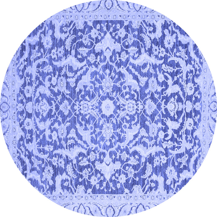Round Machine Washable Oriental Blue Modern Rug, wshabs2642blu