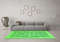 Machine Washable Oriental Green Modern Rug, wshabs2642grn