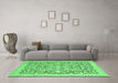 Machine Washable Oriental Emerald Green Modern Area Rugs in a Living Room,, wshabs2642emgrn