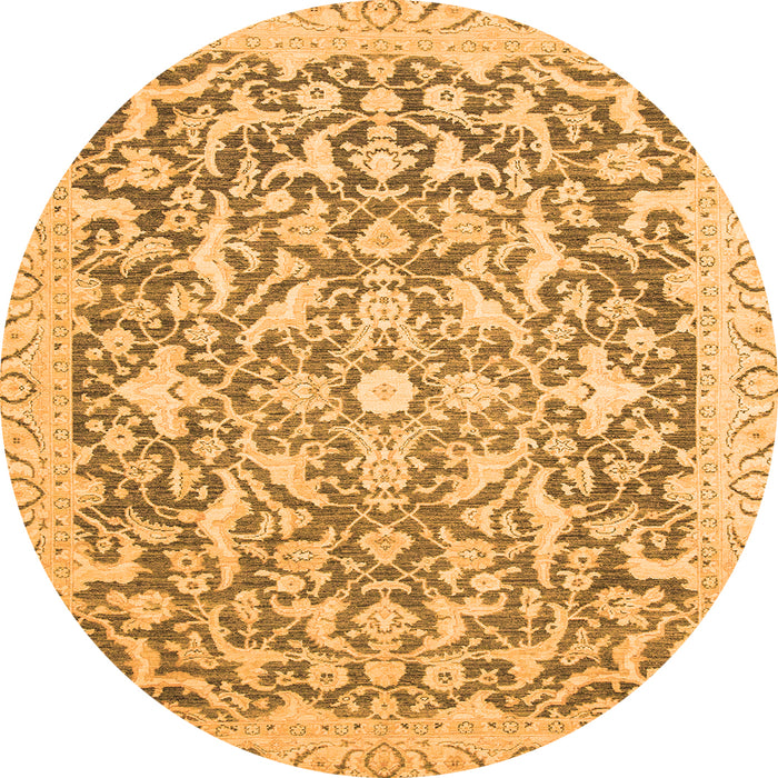 Round Machine Washable Oriental Orange Modern Area Rugs, wshabs2642org