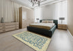 Machine Washable Abstract Brown Gold Rug in a Bedroom, wshabs2642