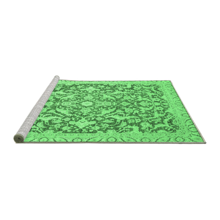 Sideview of Machine Washable Oriental Emerald Green Modern Area Rugs, wshabs2642emgrn