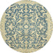 Round Abstract Brown Gold Oriental Rug, abs2642