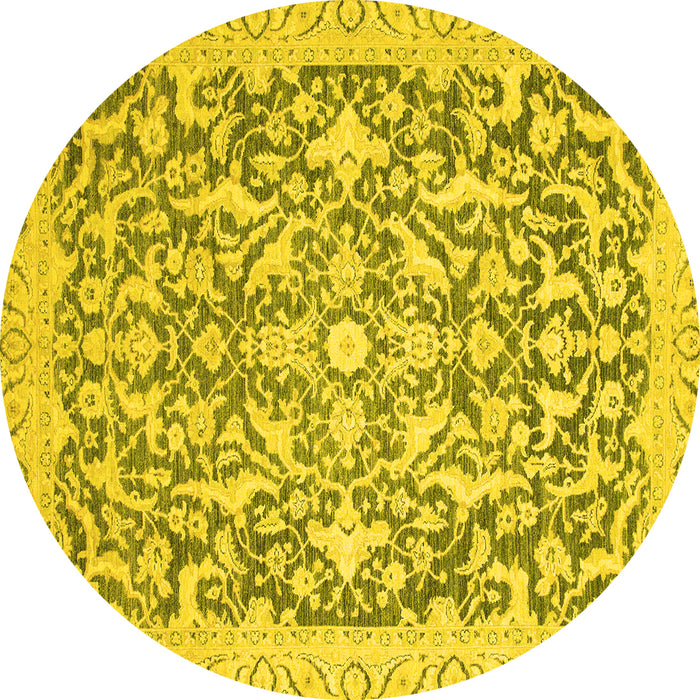 Round Oriental Yellow Modern Rug, abs2642yw