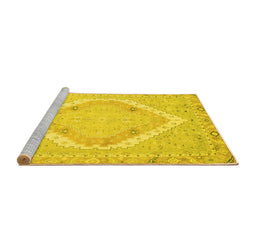 Sideview of Machine Washable Oriental Yellow Modern Rug, wshabs2643yw
