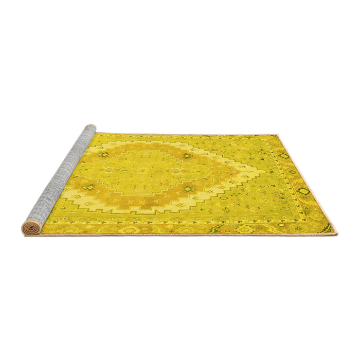 Sideview of Machine Washable Oriental Yellow Modern Rug, wshabs2643yw