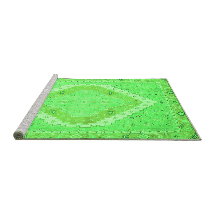 Sideview of Machine Washable Oriental Green Modern Area Rugs, wshabs2643grn