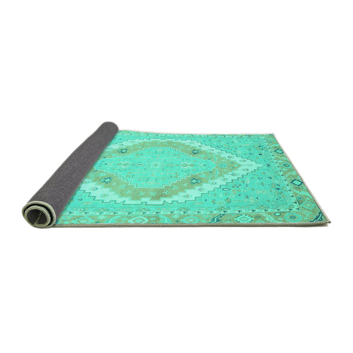 Sideview of Oriental Turquoise Modern Rug, abs2643turq