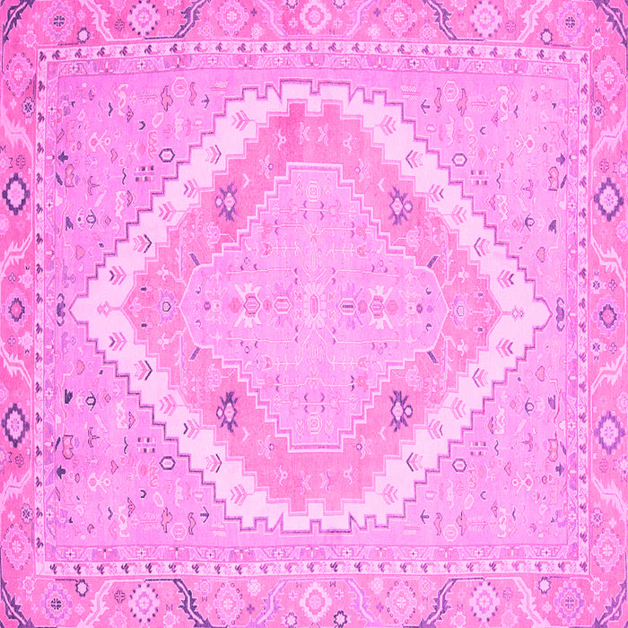 Square Machine Washable Oriental Pink Modern Rug, wshabs2643pnk