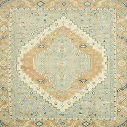 Square Abstract Khaki Gold Oriental Rug, abs2643