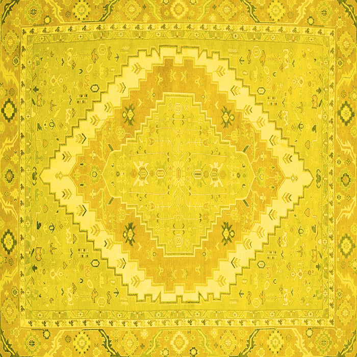 Square Machine Washable Oriental Yellow Modern Rug, wshabs2643yw