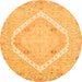 Round Machine Washable Oriental Orange Modern Area Rugs, wshabs2643org