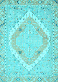 Oriental Light Blue Modern Rug, abs2643lblu