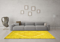 Machine Washable Oriental Yellow Modern Rug, wshabs2643yw