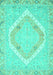 Machine Washable Oriental Turquoise Modern Area Rugs, wshabs2643turq