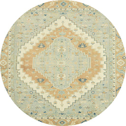 Round Machine Washable Abstract Khaki Gold Rug, wshabs2643