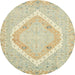 Round Machine Washable Abstract Khaki Gold Rug, wshabs2643