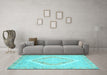 Machine Washable Oriental Light Blue Modern Rug in a Living Room, wshabs2643lblu