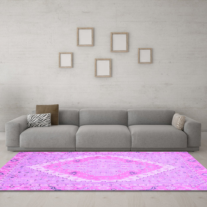 Machine Washable Oriental Purple Modern Area Rugs in a Living Room, wshabs2643pur