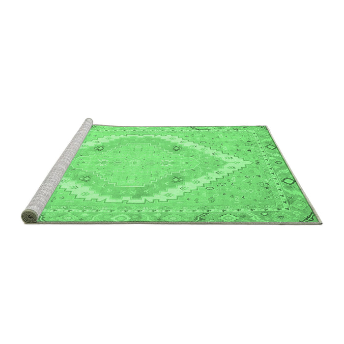 Sideview of Machine Washable Oriental Emerald Green Modern Area Rugs, wshabs2643emgrn