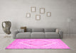 Machine Washable Oriental Pink Modern Rug in a Living Room, wshabs2643pnk