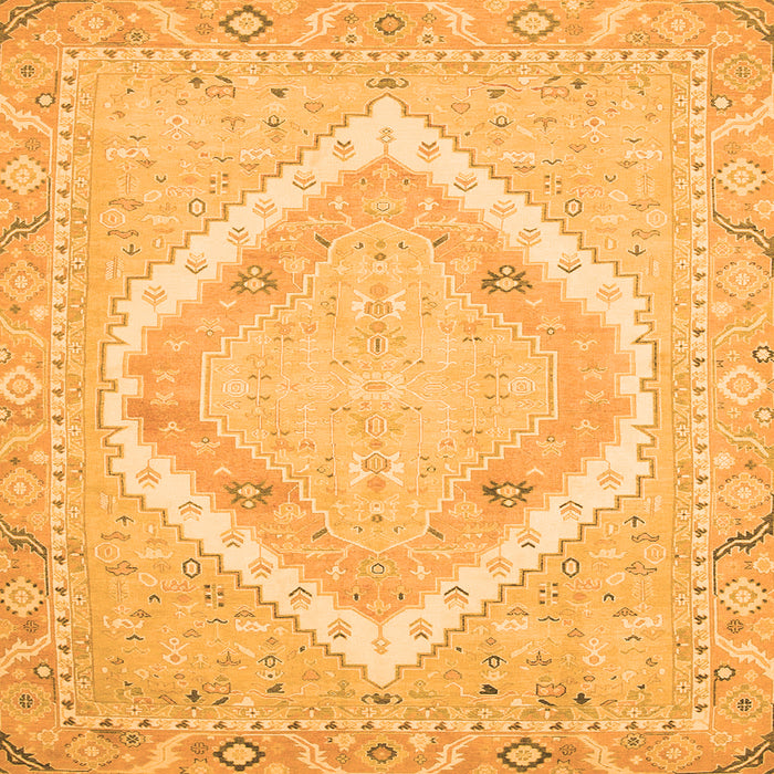 Square Machine Washable Oriental Orange Modern Area Rugs, wshabs2643org