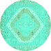 Round Oriental Turquoise Modern Rug, abs2643turq