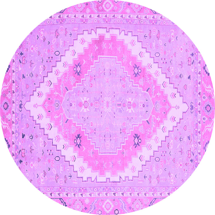 Round Machine Washable Oriental Purple Modern Area Rugs, wshabs2643pur