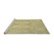 Sideview of Machine Washable Abstract Brass Green Rug, wshabs2644