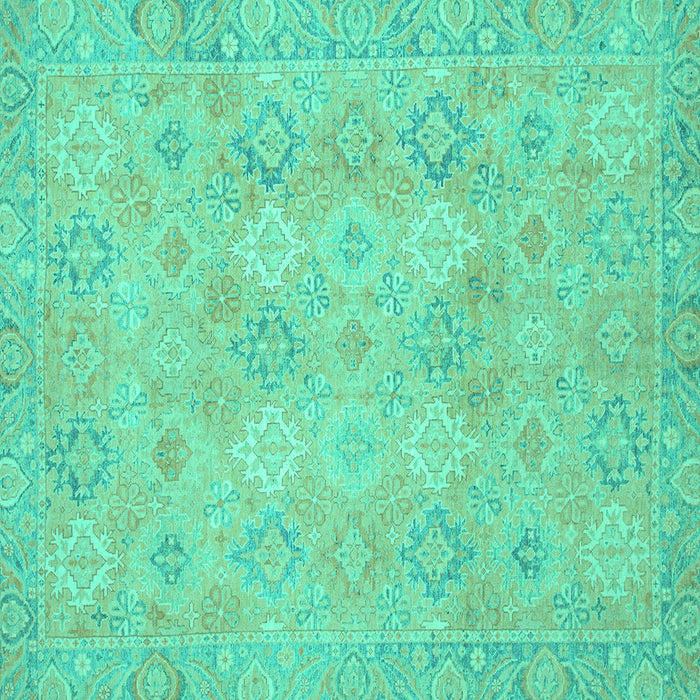 Square Machine Washable Oriental Turquoise Modern Area Rugs, wshabs2644turq